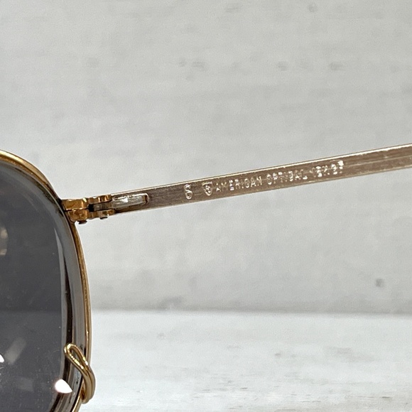 Vintage AO Eyeglasses Square Coil Temple 12k GF Metal Frame Gray Sunglasses Clip - Picture 13 of 16